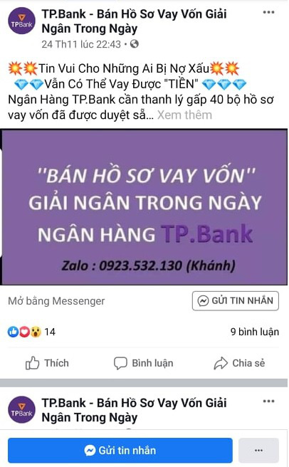 Cảnh báo giả mạo ngân hàng bán hồ sơ vay vốn - Ảnh 1.