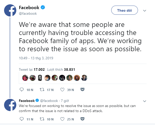 Gặp sự cố nghiêm trọng kéo dài hơn 10 tiếng, Facebook phải mượn Twitter giải thích - Ảnh 1. Gặp sự cố nghiêm trọng kéo dài hơn 10 tiếng, Facebook phải mượn Twitter giải thích - Ảnh 1.