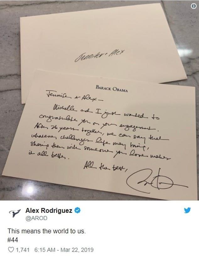 Tổng thống Obama viết thư tay chúc mừng Jennifer Lopez đính hôn - Ảnh 1.