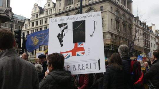 Anh: Biểu tình quy mô lớn đòi trưng cầu dân ý lần 2 về Brexit - Ảnh 2. Anh: Biểu tình quy mô lớn đòi trưng cầu dân ý lần 2 về Brexit - Ảnh 2.