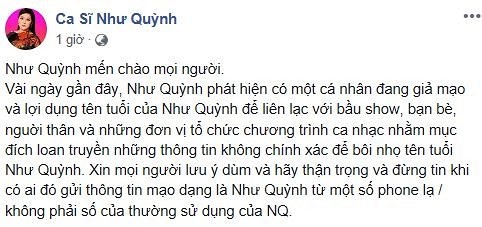 Ca sĩ Như Quỳnh bị giả mạo, bôi xấu danh dự bản thân - Ảnh 1. Ca sĩ Như Quỳnh bị giả mạo, bôi xấu danh dự bản thân - Ảnh 1.