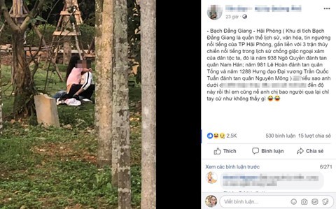 Đôi trai gái thản nhiên thân mật ở khu di tích lịch sử giữa ban ngày? - Ảnh 1.