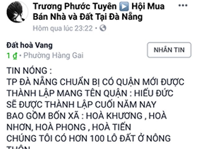 ‘Cò’ đất Đà Nẵng bạo gan dùng nhiều chiêu trò thao túng giá ngất ngưỡng - Ảnh 2. ‘Cò’ đất Đà Nẵng bạo gan dùng nhiều chiêu trò thao túng giá ngất ngưỡng - Ảnh 2.