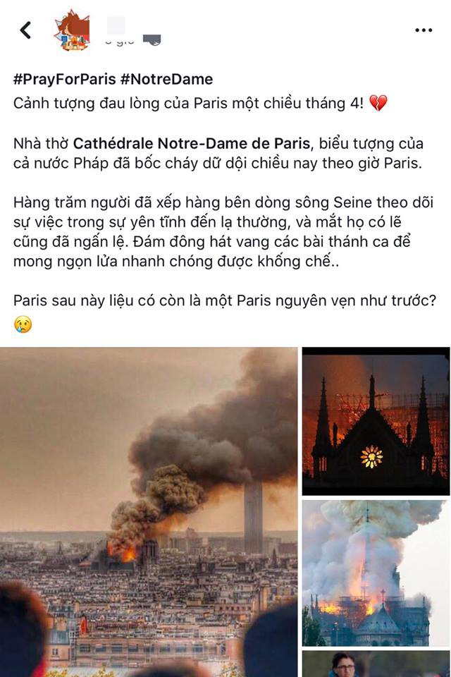 Dân mạng Việt Nam chia sẻ nỗi buồn với người dân Paris bằng hashtag #PrayforParis sau vụ cháy Nhà thờ Đức Bà - Ảnh 10. Dân mạng Việt Nam chia sẻ nỗi buồn với người dân Paris bằng hashtag #PrayforParis sau vụ cháy Nhà thờ Đức Bà - Ảnh 10.