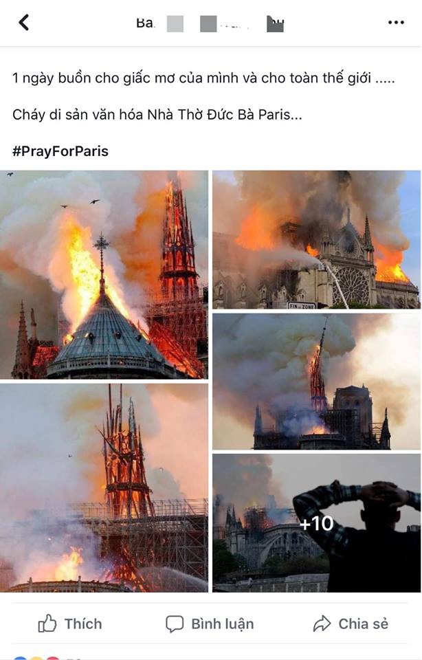 Dân mạng Việt Nam chia sẻ nỗi buồn với người dân Paris bằng hashtag #PrayforParis sau vụ cháy Nhà thờ Đức Bà - Ảnh 7. Dân mạng Việt Nam chia sẻ nỗi buồn với người dân Paris bằng hashtag #PrayforParis sau vụ cháy Nhà thờ Đức Bà - Ảnh 7.