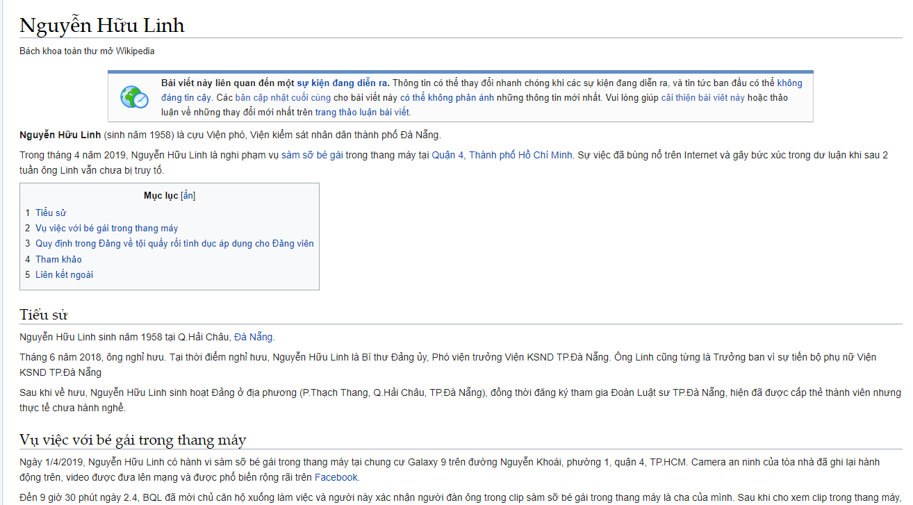 Nguyên Viện phó VKS Đà Nẵng sàm sỡ bé gái trong thang máy bị bêu tên trên Wikipedia - Ảnh 3. Nguyên Viện phó VKS Đà Nẵng sàm sỡ bé gái trong thang máy bị bêu tên trên Wikipedia - Ảnh 3.