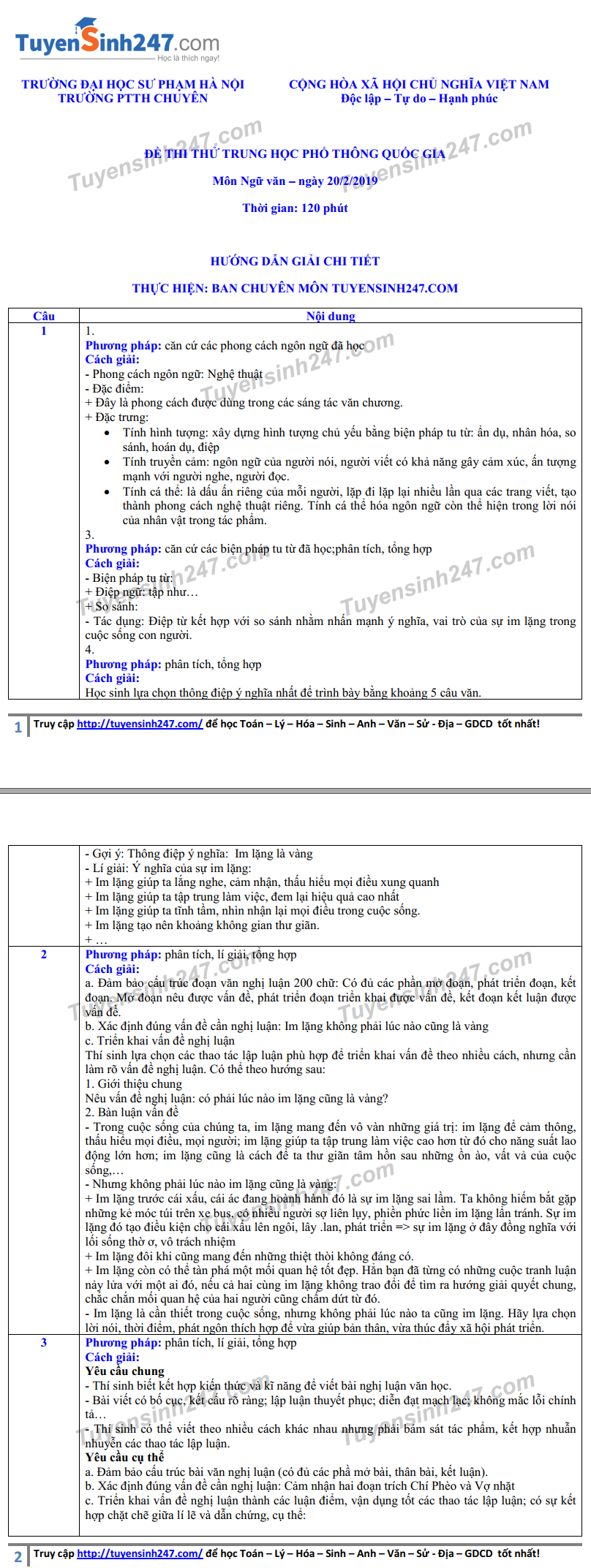 Đề thi thử THPT quốc gia 2019 môn Ngữ văn THPT chuyên ĐH Sư phạm Hà Nội có đáp án - Ảnh 3. Đề thi thử THPT quốc gia 2019 môn Ngữ văn THPT chuyên ĐH Sư phạm Hà Nội có đáp án - Ảnh 3.