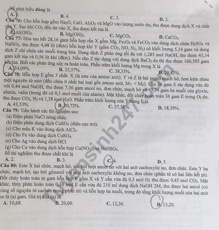 Đề thi thử THPT quốc gia 2019 môn Hóa học THPT chuyên ĐH Sư phạm Hà Nội và đáp án - Ảnh 4. Đề thi thử THPT quốc gia 2019 môn Hóa học THPT chuyên ĐH Sư phạm Hà Nội và đáp án - Ảnh 4.