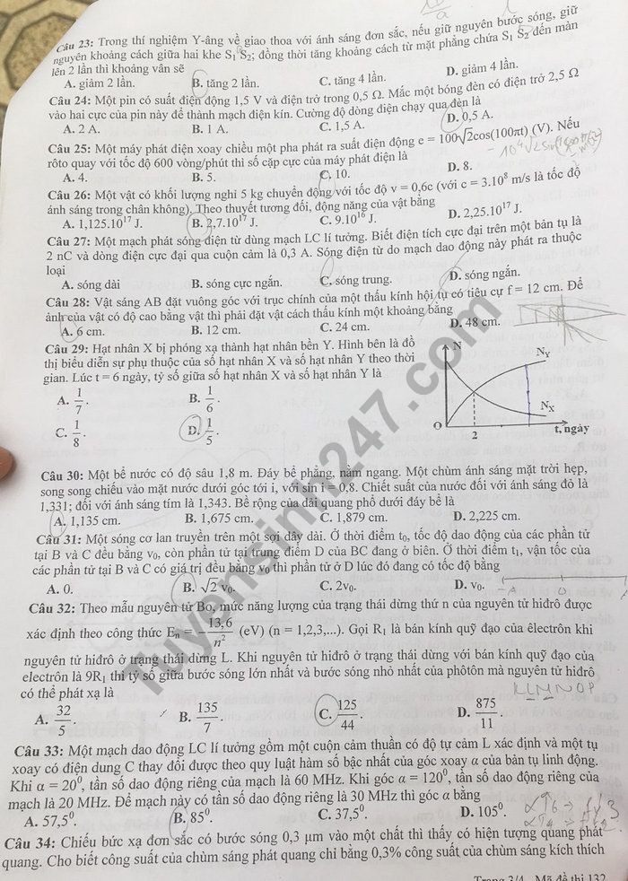 Đề thi thử THPT quốc gia 2019 môn Vật lí THPT chuyên ĐH Sư phạm Hà Nội lần 3 và đáp án - Ảnh 3.