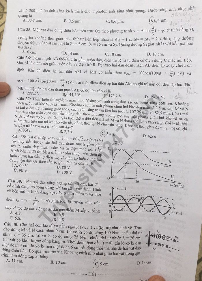 Đề thi thử THPT quốc gia 2019 môn Vật lí THPT chuyên ĐH Sư phạm Hà Nội lần 3 và đáp án - Ảnh 4.