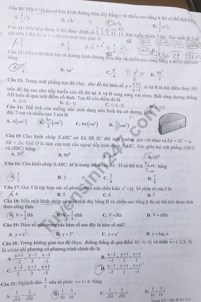 Đề thi thử THPT quốc gia 2019 môn Toán THPT chuyên ĐH Sư phạm Hà Nội lần 3 - Ảnh 2. Đề thi thử THPT quốc gia 2019 môn Toán THPT chuyên ĐH Sư phạm Hà Nội lần 3 - Ảnh 2.