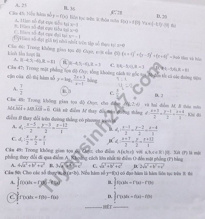 Đề thi thử THPT quốc gia 2019 môn Toán THPT chuyên ĐH Sư phạm Hà Nội lần 3 - Ảnh 5. Đề thi thử THPT quốc gia 2019 môn Toán THPT chuyên ĐH Sư phạm Hà Nội lần 3 - Ảnh 5.