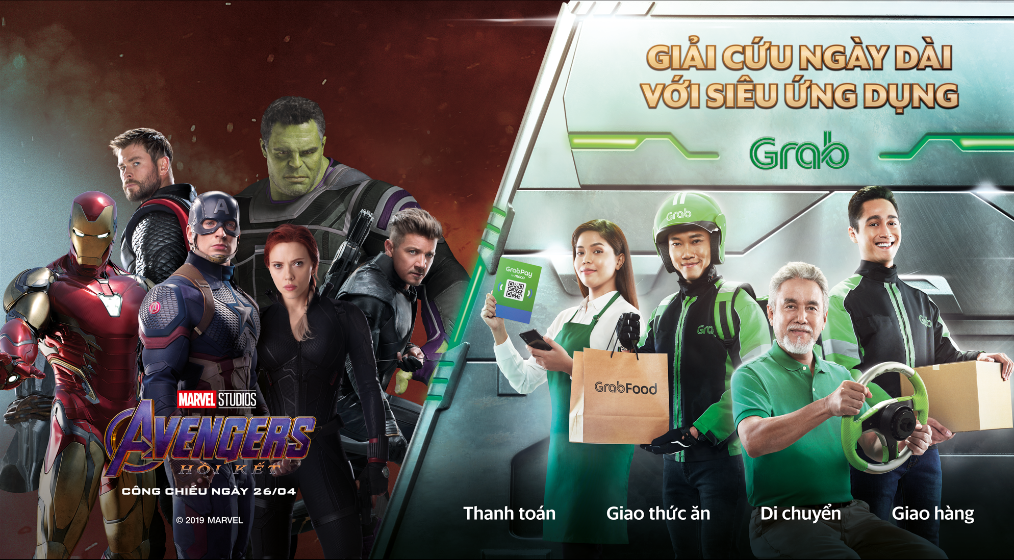 Grab ‘bắt tay’ Avengers: Endgame giúp người dùng săn vé xem phim miễn phí - Ảnh 1. Grab ‘bắt tay’ Avengers: Endgame giúp người dùng săn vé xem phim miễn phí - Ảnh 1.
