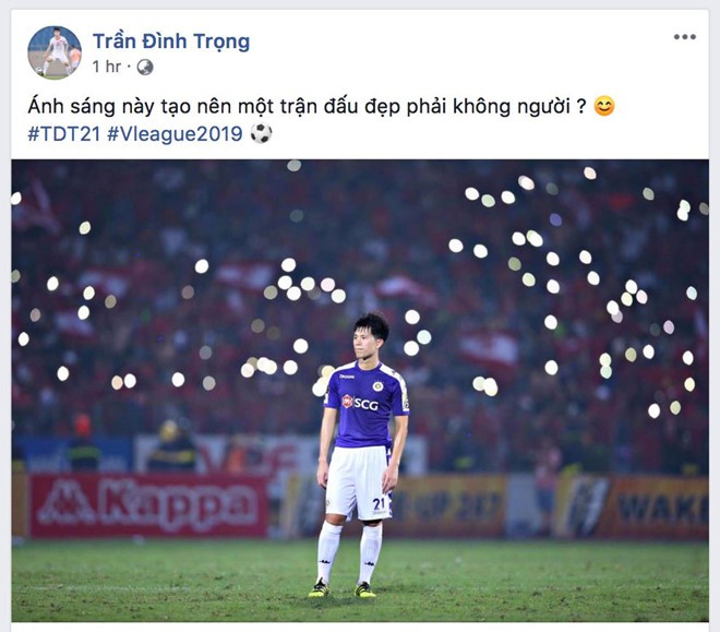 Đình Trọng đăng ảnh cổ vũ không đốt pháo sáng - Ảnh 1. Đình Trọng đăng ảnh cổ vũ không đốt pháo sáng - Ảnh 1.