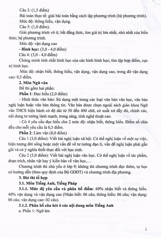 Nghệ An công bố cấu trúc đề thi tuyển sinh vào lớp 10 năm học 2019-2020 - Ảnh 2. Nghệ An công bố cấu trúc đề thi tuyển sinh vào lớp 10 năm học 2019-2020 - Ảnh 2.