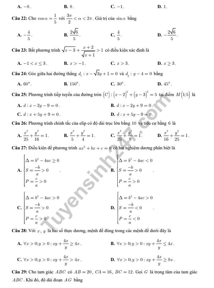 Đề thi học kì 2 lớp 10 môn Toán trường THPT Lý Thường Kiệt năm 2019 - Ảnh 4. Đề thi học kì 2 lớp 10 môn Toán trường THPT Lý Thường Kiệt năm 2019 - Ảnh 4.