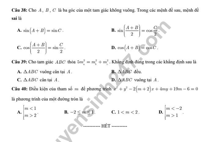 Đề thi học kì 2 lớp 10 môn Toán trường THPT Lý Thường Kiệt năm 2019 - Ảnh 6. Đề thi học kì 2 lớp 10 môn Toán trường THPT Lý Thường Kiệt năm 2019 - Ảnh 6.