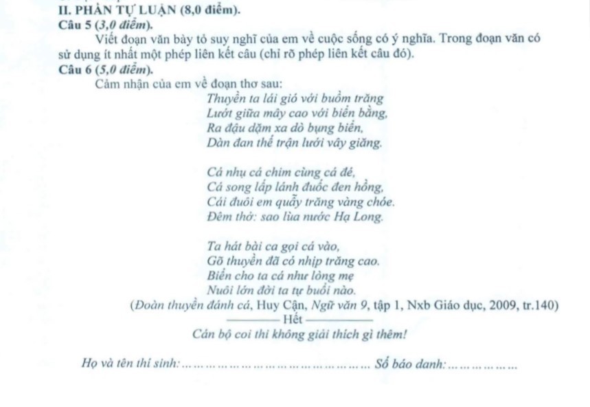 Vĩnh Phúc công bố đề thi minh họa môn Ngữ văn vào lớp 10 năm 2019 - Ảnh 2. Vĩnh Phúc công bố đề thi minh họa môn Ngữ văn vào lớp 10 năm 2019 - Ảnh 2.