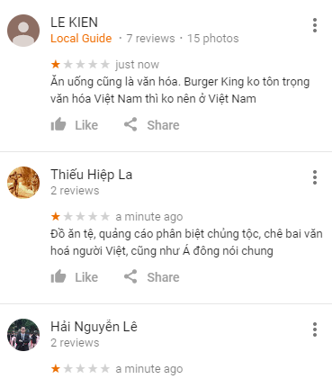 Sau xung đột Khoa Pug và Aroma, đến lượt Burger King hứng cơn thịnh nộ ‘chấm 1 sao’ của khách vì quảng cáo ăn bánh burger bằng đũa - Ảnh 3. Sau xung đột Khoa Pug và Aroma, đến lượt Burger King hứng cơn thịnh nộ ‘chấm 1 sao’ của khách vì quảng cáo ăn bánh burger bằng đũa - Ảnh 3.