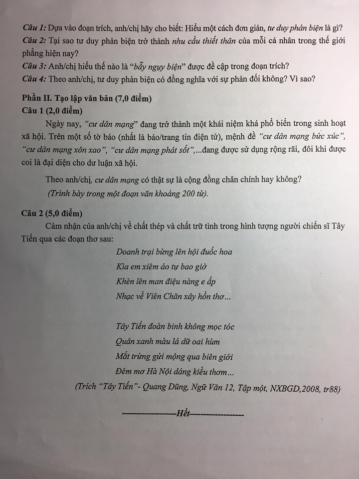 Đề thi thử THPT quốc gia 2019 môn Ngữ văn Sở GD&ĐT Ninh Bình lần 2 năm 2019 - Ảnh 2. Đề thi thử THPT quốc gia 2019 môn Ngữ văn Sở GD&ĐT Ninh Bình lần 2 năm 2019 - Ảnh 2.