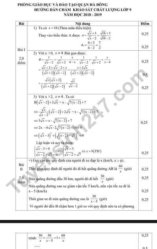 Đề thi thử vào lớp 10 môn Toán quận Hà Đông năm 2019 kèm đáp án chi tiết - Ảnh 2. Đề thi thử vào lớp 10 môn Toán quận Hà Đông năm 2019 kèm đáp án chi tiết - Ảnh 2.