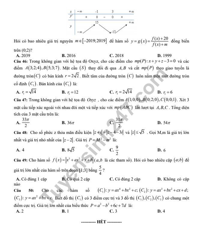 Đề thi thử THPT quốc gia 2019 môn Toán THPT Quỳnh Lưu 1 lần 3 kèm đáp án - Ảnh 6. Đề thi thử THPT quốc gia 2019 môn Toán THPT Quỳnh Lưu 1 lần 3 kèm đáp án - Ảnh 6.