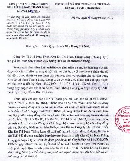 CĐT Nam Thăng Long có tiếp thu ý kiến cư dân trong việc điều chỉnh qui hoạch KĐT Ciputra? - Ảnh 2. CĐT Nam Thăng Long có tiếp thu ý kiến cư dân trong việc điều chỉnh qui hoạch KĐT Ciputra? - Ảnh 2.