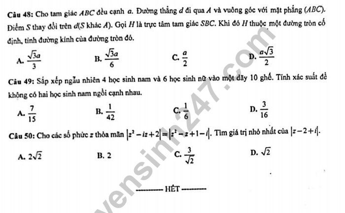 Đề thi thử THPT quốc gia 2019 môn Toán THPT chuyên Phan Bội Châu lần 4 - Ảnh 6.