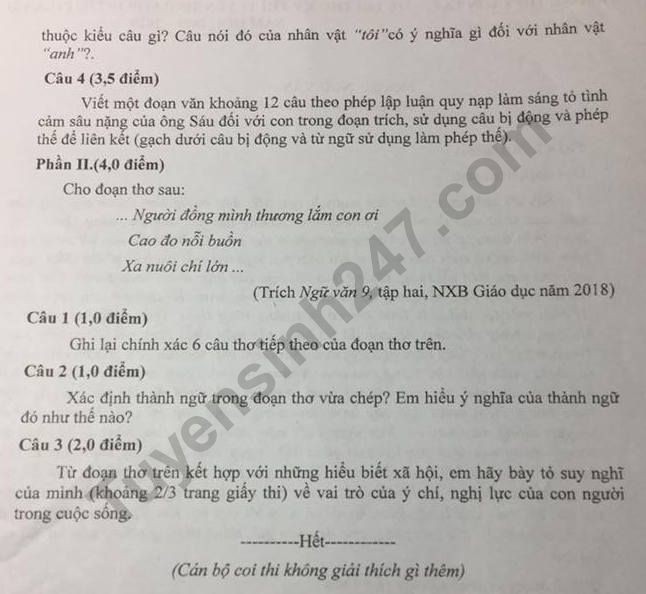 Đề thi thử vào lớp 10 môn Ngữ văn THPT Sơn Tây lần 2 năm 2019 - Ảnh 2. Đề thi thử vào lớp 10 môn Ngữ văn THPT Sơn Tây lần 2 năm 2019 - Ảnh 2.