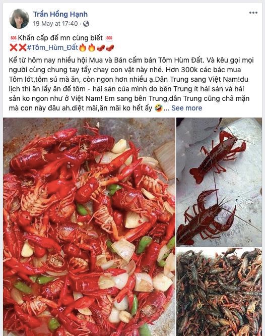 Cư dân mạng đồng loạt kêu gọi tẩy chay tôm hùm đất - Ảnh 1. Cư dân mạng đồng loạt kêu gọi tẩy chay tôm hùm đất - Ảnh 1.