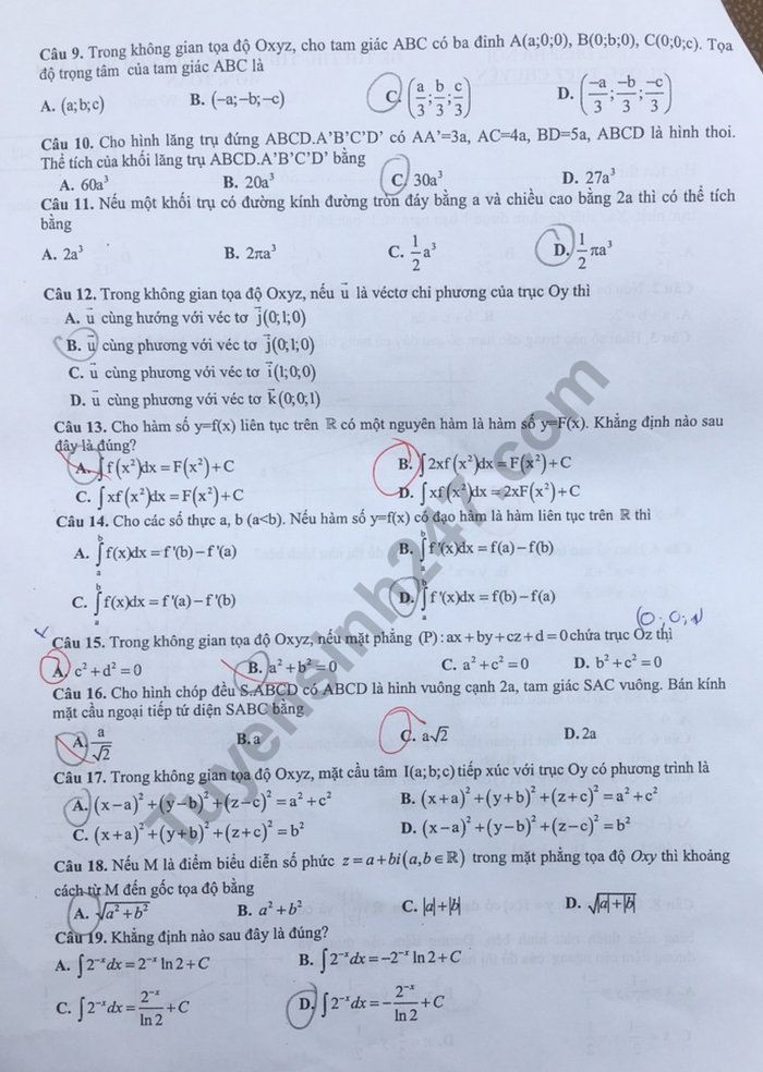 Đề thi thử THPT quốc gia 2019 môn Toán THPT chuyên ĐH Sư phạm Hà Nội lần 4 kèm đáp án - Ảnh 2. Đề thi thử THPT quốc gia 2019 môn Toán THPT chuyên ĐH Sư phạm Hà Nội lần 4 kèm đáp án - Ảnh 2.