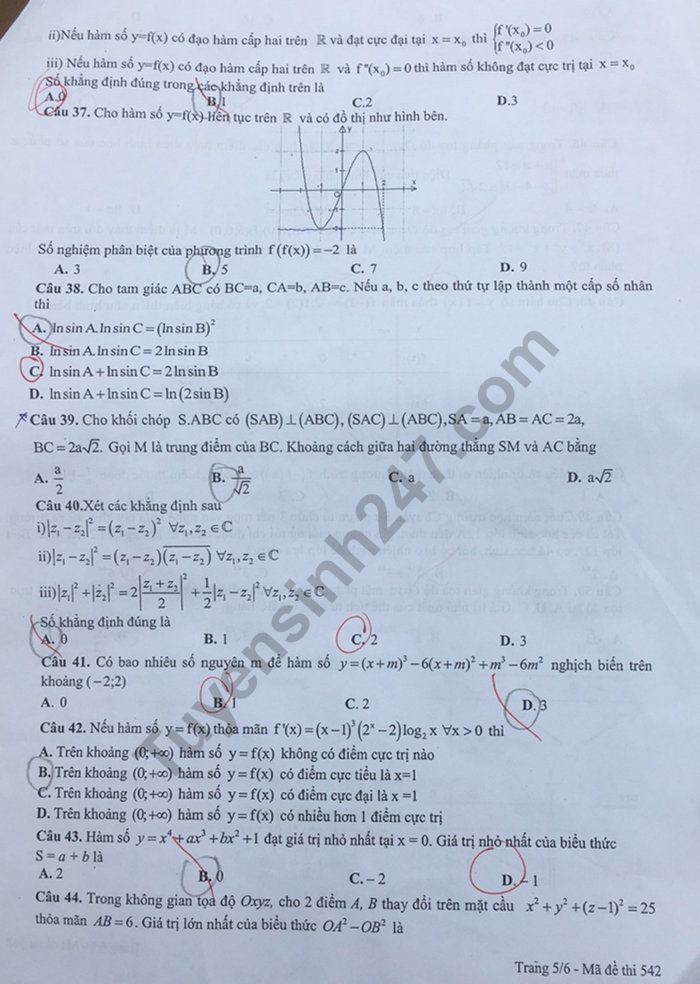 Đề thi thử THPT quốc gia 2019 môn Toán THPT chuyên ĐH Sư phạm Hà Nội lần 4 kèm đáp án - Ảnh 5. Đề thi thử THPT quốc gia 2019 môn Toán THPT chuyên ĐH Sư phạm Hà Nội lần 4 kèm đáp án - Ảnh 5.