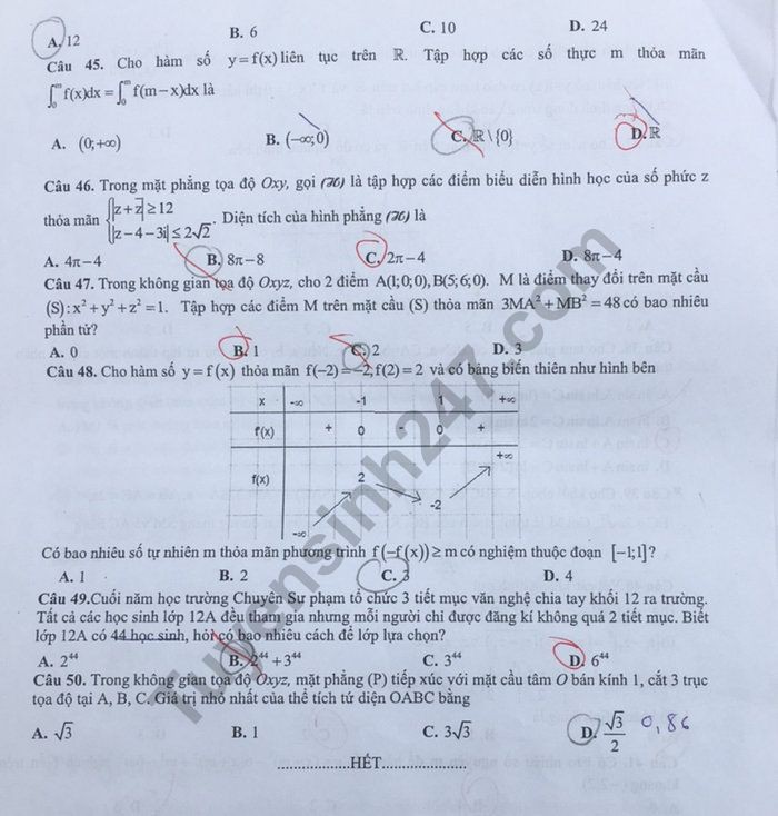Đề thi thử THPT quốc gia 2019 môn Toán THPT chuyên ĐH Sư phạm Hà Nội lần 4 kèm đáp án - Ảnh 6. Đề thi thử THPT quốc gia 2019 môn Toán THPT chuyên ĐH Sư phạm Hà Nội lần 4 kèm đáp án - Ảnh 6.