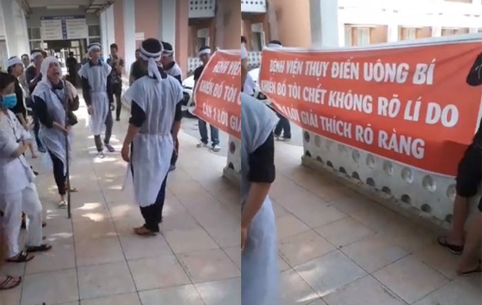 Người đàn ông chết bất thường, người nhà mang băng rôn đến bệnh viện yêu cầu làm rõ - Ảnh 1. Người đàn ông chết bất thường, người nhà mang băng rôn đến bệnh viện yêu cầu làm rõ - Ảnh 1.