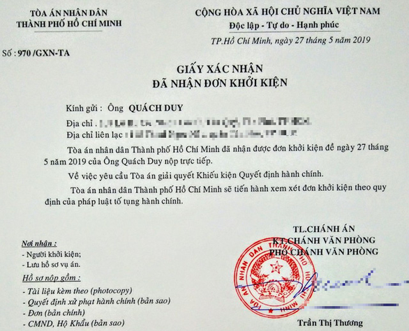 Chuyên viên văn phòng UBND TP HCM kiện quyết định xử phạt xúc phạm người khác - Ảnh 1. Chuyên viên văn phòng UBND TP HCM kiện quyết định xử phạt xúc phạm người khác - Ảnh 1.