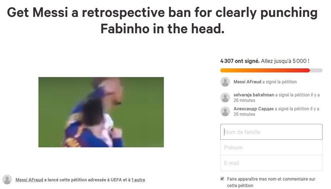 Hơn 4.000 người ký tên đòi UEFA treo giò Messi - Ảnh 1. Hơn 4.000 người ký tên đòi UEFA treo giò Messi - Ảnh 1.