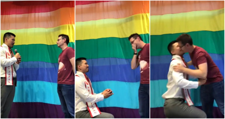 Mr Gay Japan 2018 cầu hôn bạn trai ngay tại sân khấu đêm chung kết khiến nhiều người tan chảy khi chứng kiến - Ảnh 1.