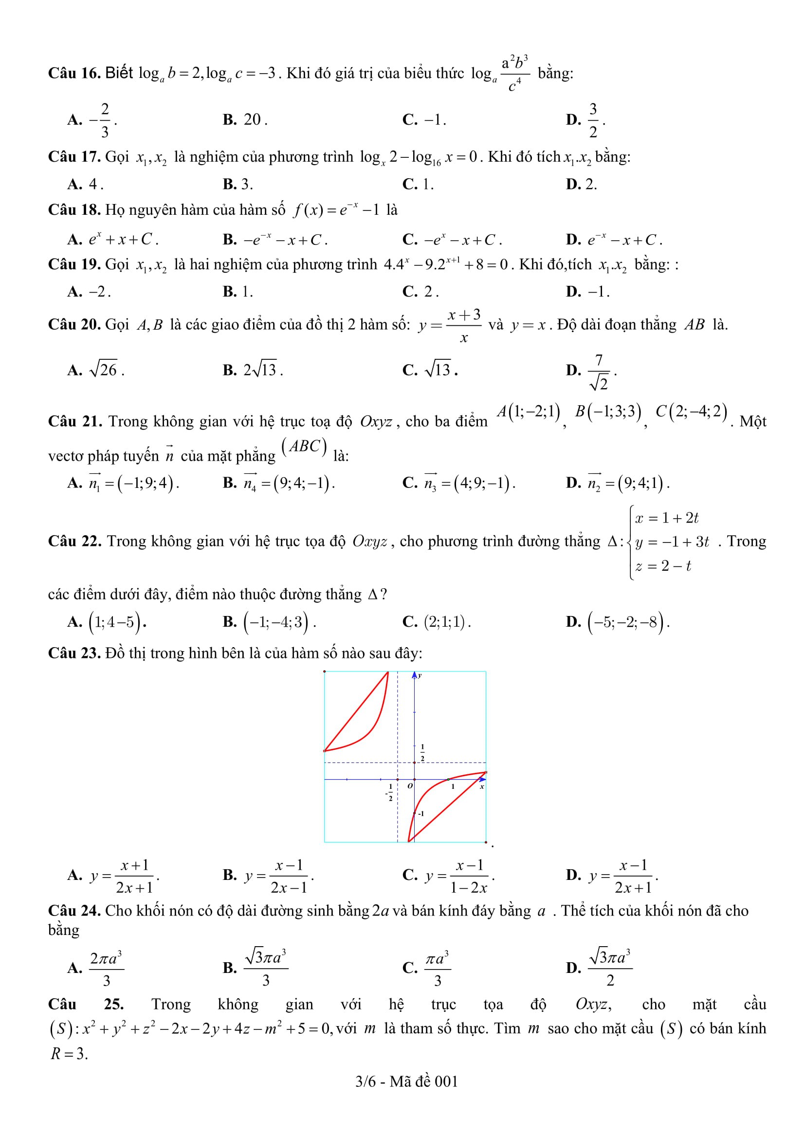 Đề thi thử THPT quốc gia 2019 môn Toán THPT Trần Đại Nghĩa có đáp án - Ảnh 3.
