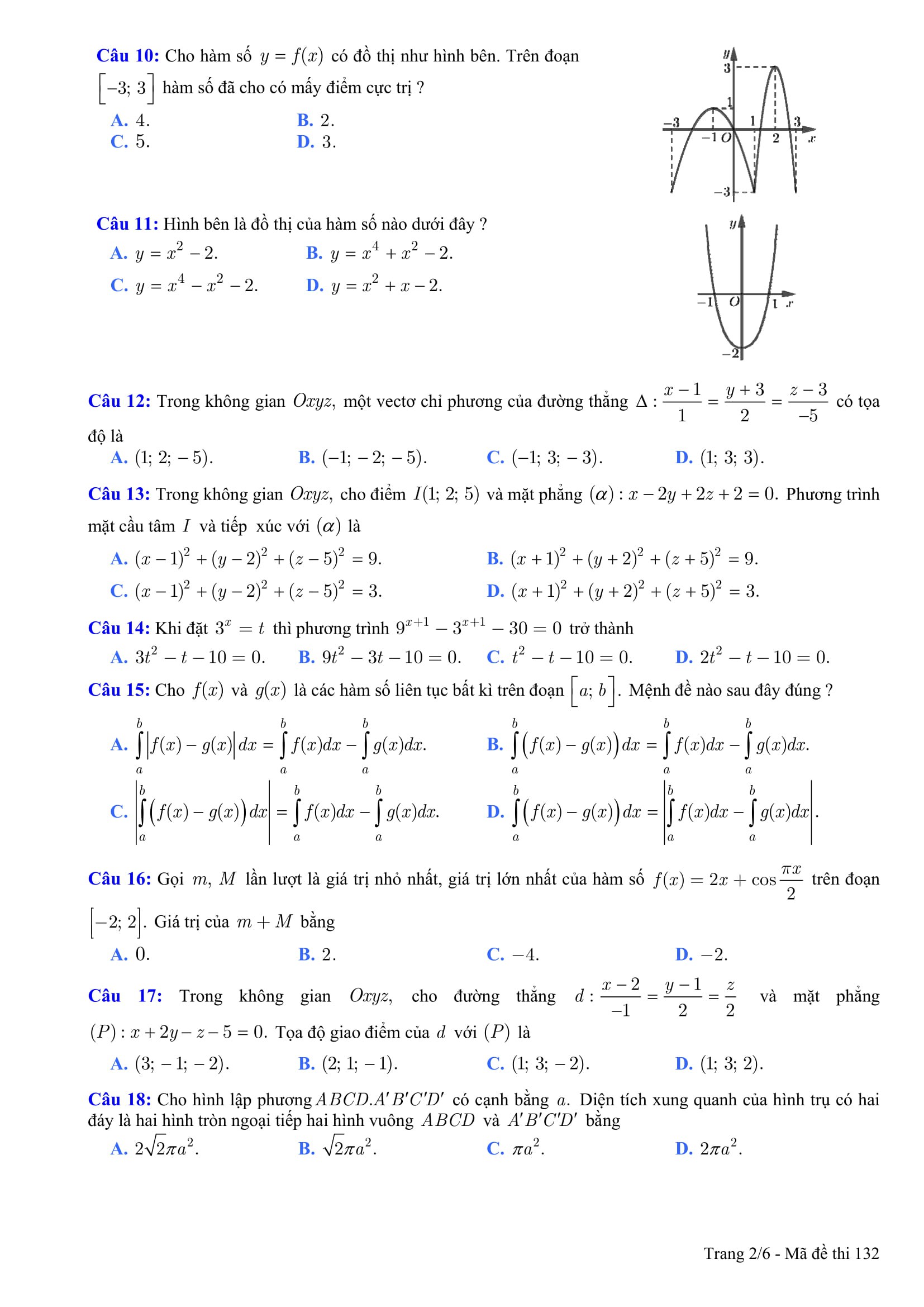 Đề thi thử THPT quốc gia 2019 môn Toán THPT Chuyên ĐH Vinh lần 3 có đáp án - Ảnh 2. Đề thi thử THPT quốc gia 2019 môn Toán THPT Chuyên ĐH Vinh lần 3 có đáp án - Ảnh 2.