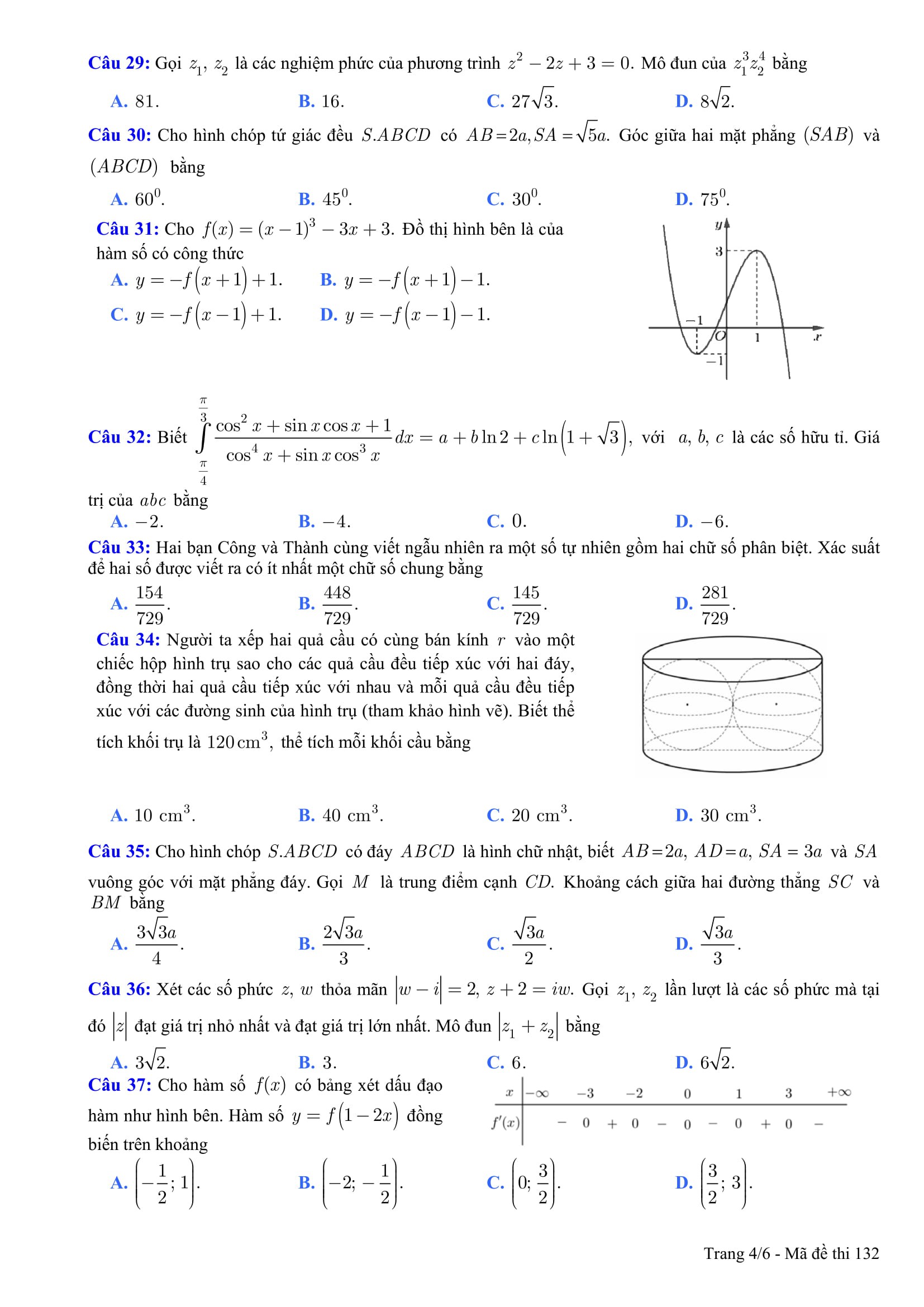Đề thi thử THPT quốc gia 2019 môn Toán THPT Chuyên ĐH Vinh lần 3 có đáp án - Ảnh 4. Đề thi thử THPT quốc gia 2019 môn Toán THPT Chuyên ĐH Vinh lần 3 có đáp án - Ảnh 4.