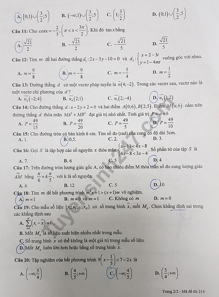 Đề thi học kì 2 lớp 10 môn Toán THPT chuyên Nguyễn Huệ năm 2019 - Ảnh 2. Đề thi học kì 2 lớp 10 môn Toán THPT chuyên Nguyễn Huệ năm 2019 - Ảnh 2.