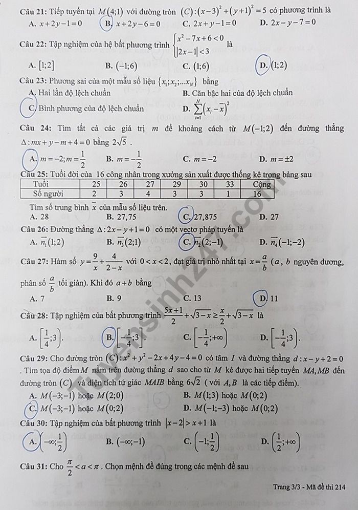 Đề thi học kì 2 lớp 10 môn Toán THPT chuyên Nguyễn Huệ năm 2019 - Ảnh 3. Đề thi học kì 2 lớp 10 môn Toán THPT chuyên Nguyễn Huệ năm 2019 - Ảnh 3.