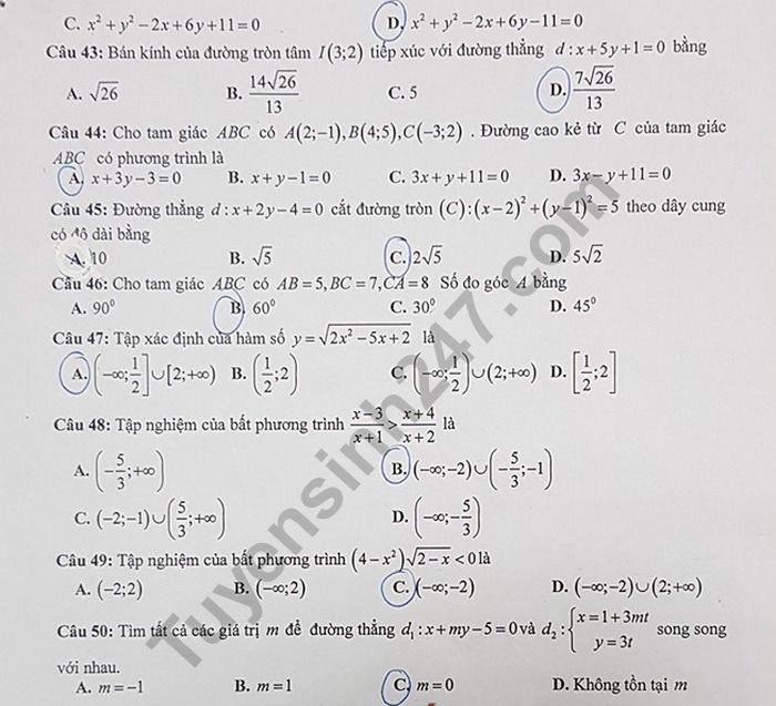 Đề thi học kì 2 lớp 10 môn Toán THPT chuyên Nguyễn Huệ năm 2019 - Ảnh 5. Đề thi học kì 2 lớp 10 môn Toán THPT chuyên Nguyễn Huệ năm 2019 - Ảnh 5.