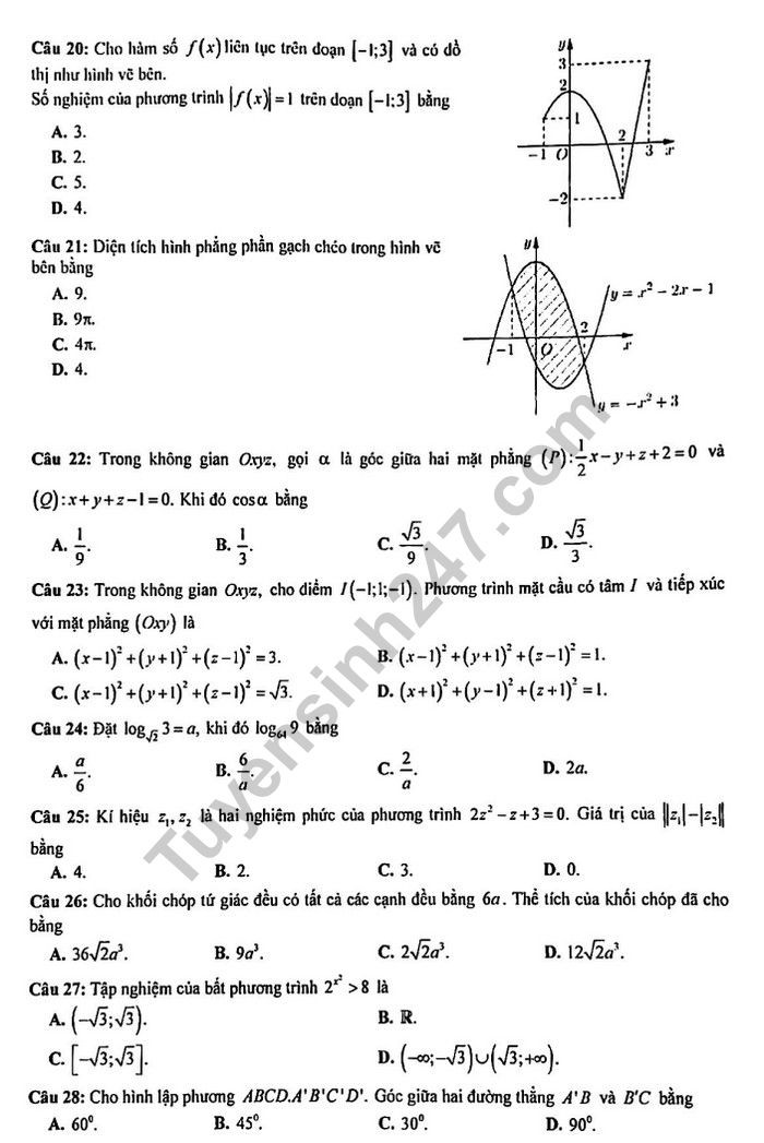 Đề thi thử THPT quốc gia 2019 môn Toán trường THPT Ngô Quyền lần 4 - Ảnh 3. Đề thi thử THPT quốc gia 2019 môn Toán trường THPT Ngô Quyền lần 4 - Ảnh 3.