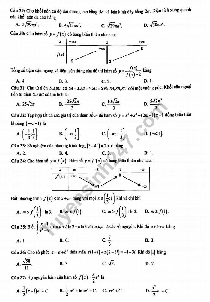 Đề thi thử THPT quốc gia 2019 môn Toán trường THPT Ngô Quyền lần 4 - Ảnh 4. Đề thi thử THPT quốc gia 2019 môn Toán trường THPT Ngô Quyền lần 4 - Ảnh 4.