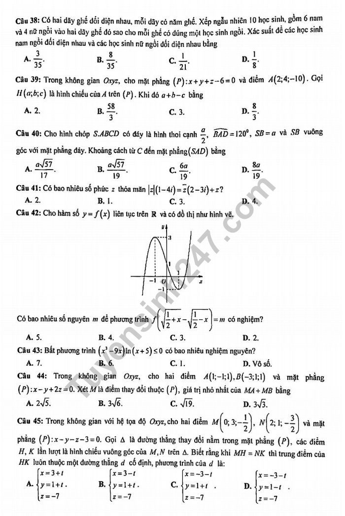 Đề thi thử THPT quốc gia 2019 môn Toán trường THPT Ngô Quyền lần 4 - Ảnh 5. Đề thi thử THPT quốc gia 2019 môn Toán trường THPT Ngô Quyền lần 4 - Ảnh 5.