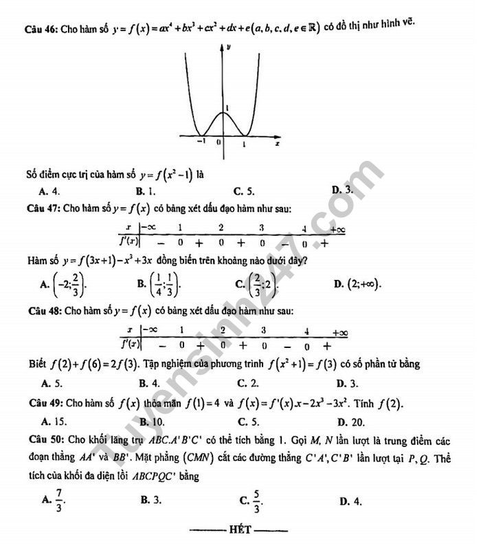 Đề thi thử THPT quốc gia 2019 môn Toán trường THPT Ngô Quyền lần 4 - Ảnh 6. Đề thi thử THPT quốc gia 2019 môn Toán trường THPT Ngô Quyền lần 4 - Ảnh 6.