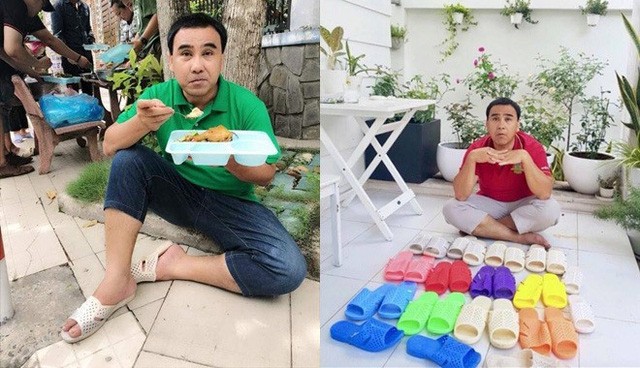 Sao Việt giàu sụ vẫn nghiện dép tổ ong 'huyền thoại' hơn hàng hiệu - Ảnh 3. Quyền Linh khiến công chúng hết sức bất ngờ khi đăng tải bộ sưu tập dép tổ ong đầy đủ màu sắc lên mạng xã hội. Mặc dù Quyền Linh có trong tay khối tài sản đáng ngưỡng mộ nhưng vẫn chung thủy với đôi dép tổ ong bình dị.
