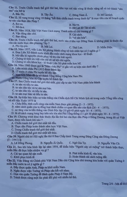 Đề thi vào lớp 10 môn Lịch sử năm 2019 ở Hà Nội - Ảnh 2. Đề thi vào lớp 10 môn Lịch sử năm 2019 ở Hà Nội - Ảnh 2.