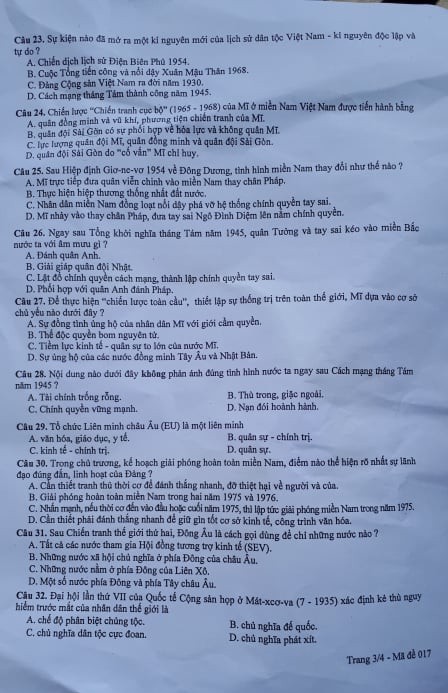 Đề thi vào lớp 10 môn Lịch sử năm 2019 ở Hà Nội - Ảnh 3. Đề thi vào lớp 10 môn Lịch sử năm 2019 ở Hà Nội - Ảnh 3.